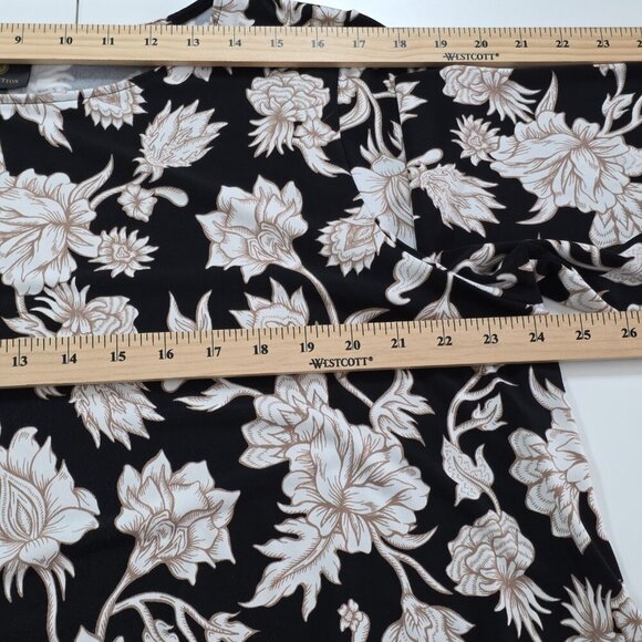 JM Collection Tunic Women 2X Black Beige Floral 3/4 Sleeve Shark Bite Whimsigoth - Picture 5 of 15